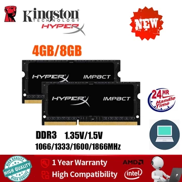[Vận chuyển nhanh] RAM bộ nhớ máy tính xách tay Kingston Hyperx 4GB / 8GB DDR3 / DDR3L SODIMM 1066 / 1333 / 1666 / 1866 MHz 204Pin 1.35V / 1.5V RAM PC3-8500 10600 12800 14900 RAM C