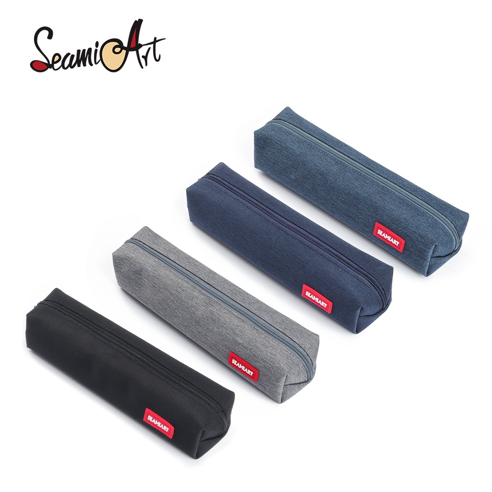 Ảnh Túi đựng bút SEAMIART mini màu sắc đơn giản có khóa kéo tiện dụng cho văn phòng/trường học 1