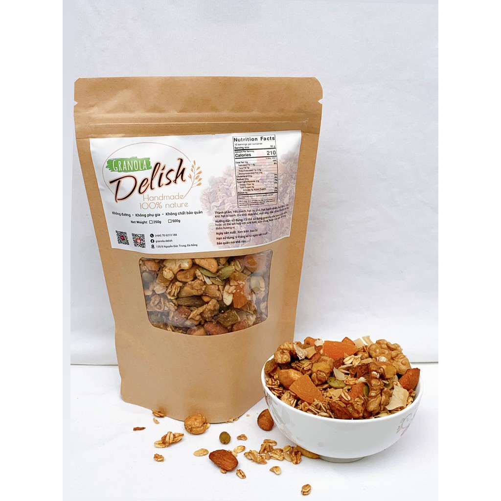 Granola handmade vị mật ong + chuối 250g - Delish Granola - 8 loạt hạt ...