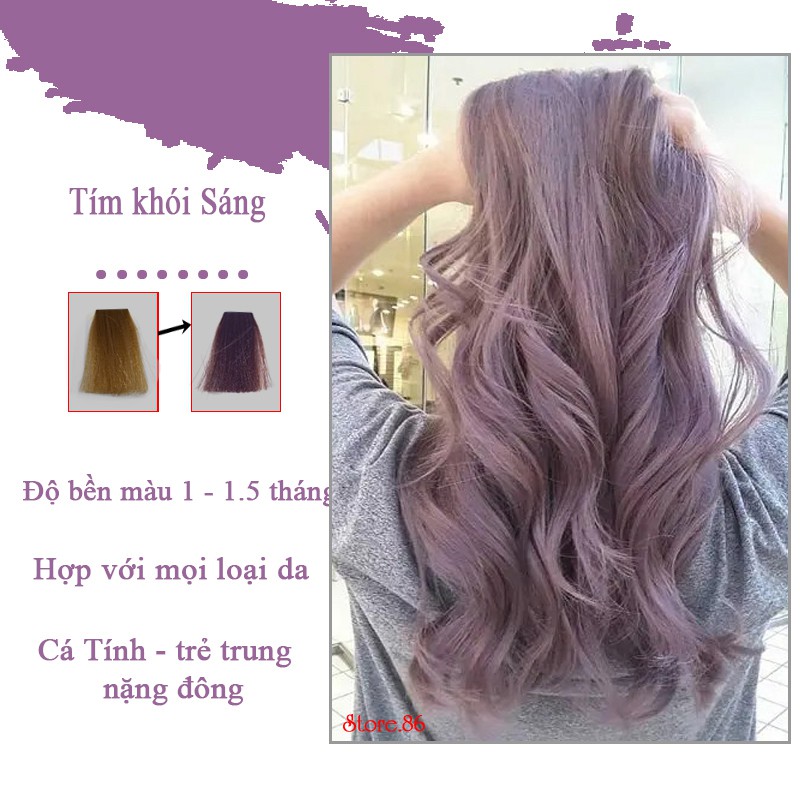 Thuốc nhuộm tóc màu TÍM KHÓI SÁNG 100ml màu nhuộm lên chuẩn màu