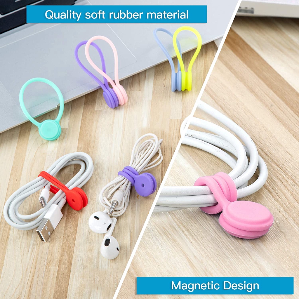 Set 3 phụ kiện quấn dây cáp bằng silicon và nam châm tiện lợi gọn gàng
