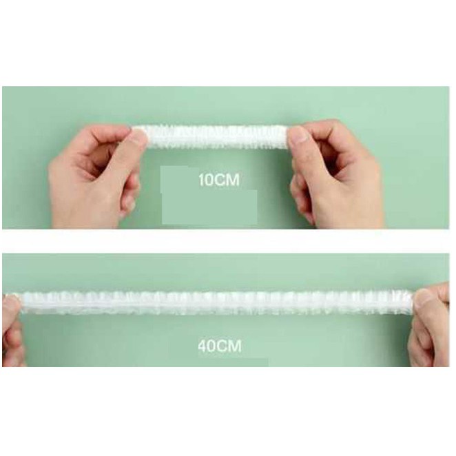 COMBO 100 màng bọc thực phẩm PE túi gấu co giãn siêu dai có dây chun tái sử dụng được