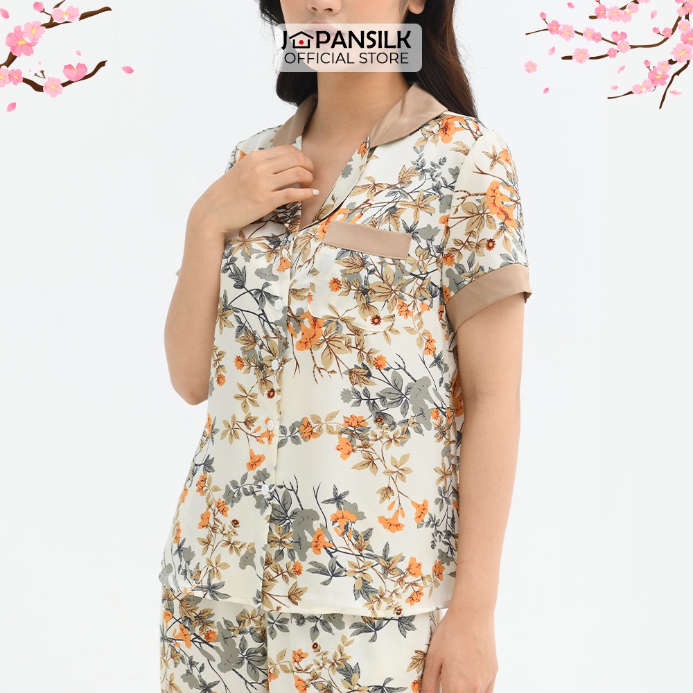 Ảnh Đồ Ngủ Pijama Lụa Satin Nhật Cao Cấp Cộc Tay JAPAN SILK Họa Tiết Sang Trọng 2