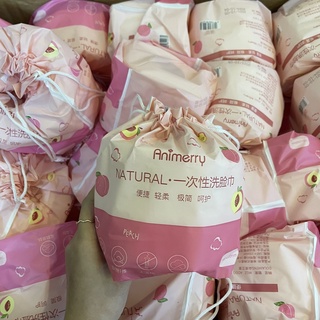 Khăn Mặt Khô Animerry Trái Đào dùng 1 lần, tẩy trang lau khô lau ướt, siêuu mềm, dai, mịn rửa mặt vệ sinh túi cute
