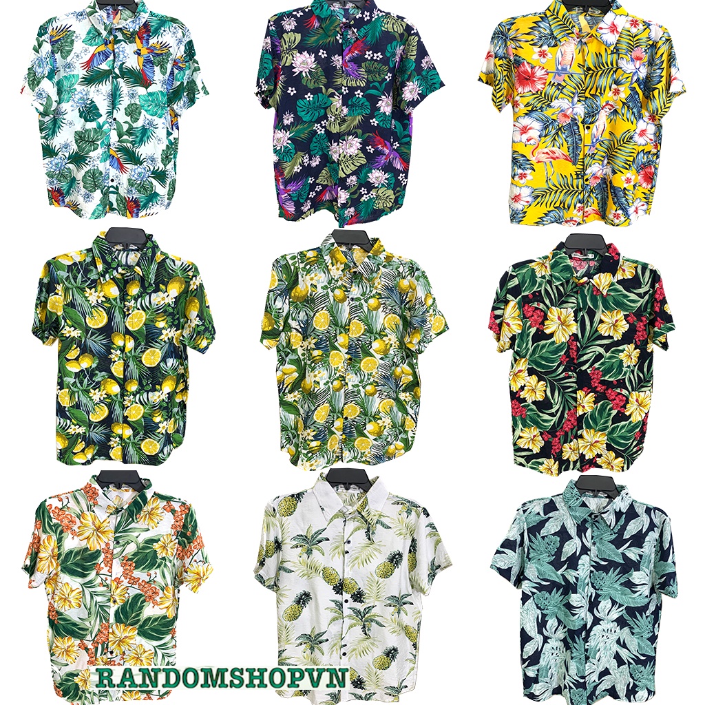 Áo Sơ Mi Hawaii, Sơ Mi Đi Biển đẹp mát hoạ tiết hoa lá chim cò mặc nhóm đi biển, đồng phục đi biển, áo lớp sơmi.
