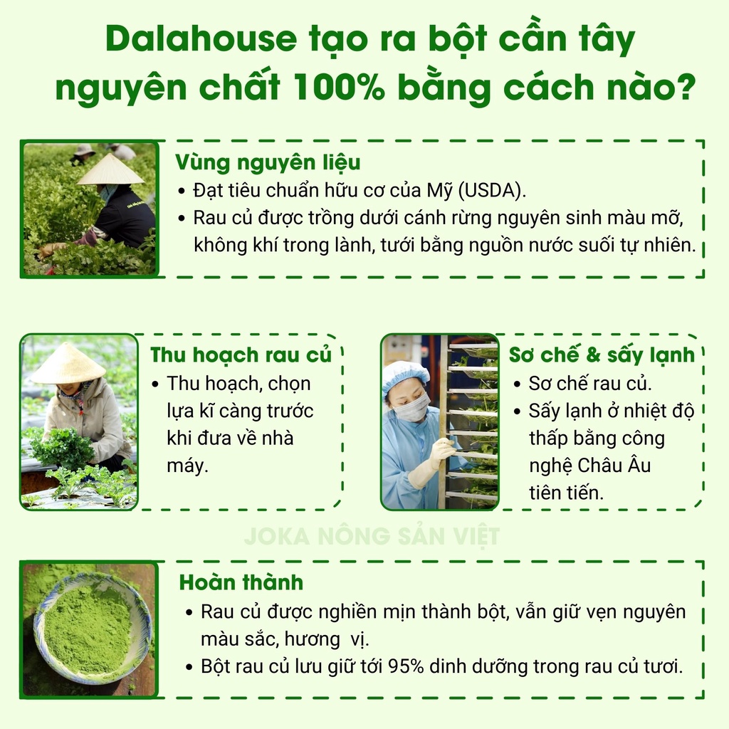 Mô tả Bột cần tây detox nguyên chất sấy lạnh Dalahouse bột rau củ hữu cơ đạt chuẩn Châu Âu - 3