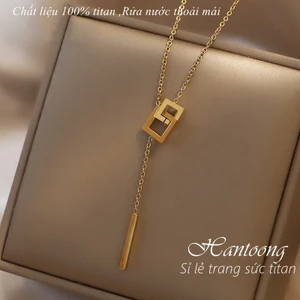 Vòng cổ titan nữ dây chuyền titan không gỉ thiết kế mặt vuông đơn giản phong cách thời trang hàn quốc