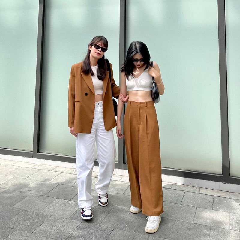Áo blazer nữ [MAY THEO SỐ ĐO] - áo khoác vest - chất liệu cao cấp, 2 lớp-lót lụa, MÀU NÂU  - Tiệm may Diluclothing