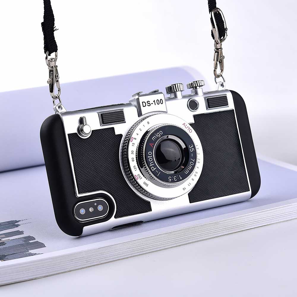 Ốp Điện Thoại Cho iPhone 15 15Plus 14 plus 14pro MAX 15promax 13 12 11 Pro MAX XS MAX XR 3D Cool Thiết Kế Camera Bao Da Có Dây Đeo Cổ Có Thể Tháo Rời Tương Thích Cho iPhone 12 / 12Pro