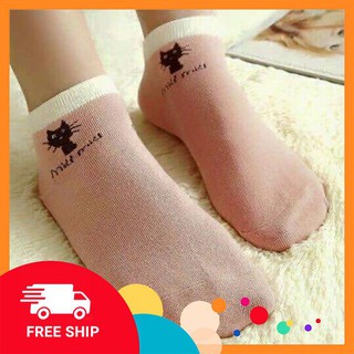 Combo 5 đôi tất mèo cổ ngắn trộn màu VECYLA