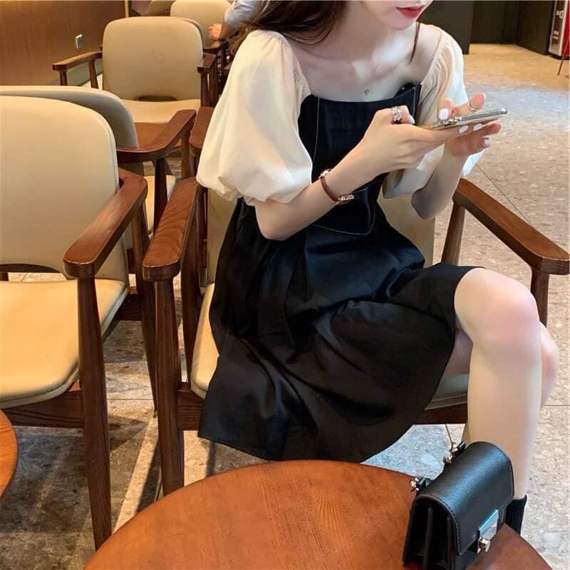 ĐẦM XÒE 2 MÀU ĐEN ĐỎ - MANLI DRESS