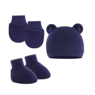 Bộ 3 Găng Tay Và Mũ Beanie Dành Cho Bé Trai Gái 0-6 Tháng Tuổi