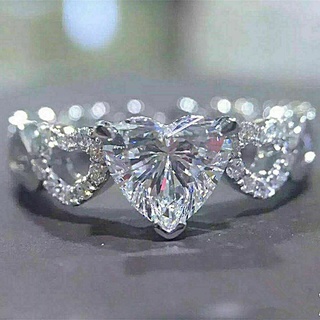 S925 Bạc Trái Tim Tình Yêu zircon Nhẫn Nữ Tươi Đẹp Và Đa Năng Thời Trang Món Quà Trang Sức Bán Buôn