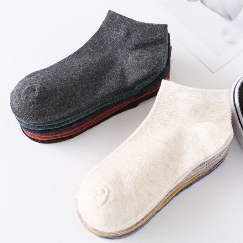 combo 10 Vớ Trơn Cổ Ngắn Nam Nữ , Tất Muối Tiêu Unisex Nhiều Màu Sắc Chống Hôi Chân Cực Đep