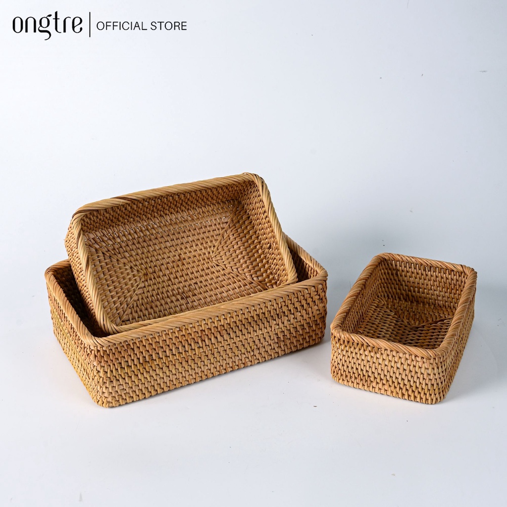 Khay Mây Guột ONGTRE Tròn, Chữ Nhật, Khay Đựng Trà Bánh, Đồ Ăn, Decor, Chụp Ảnh, Nhiều Size, Nhà Hàng, Khách Sạn, Resort
