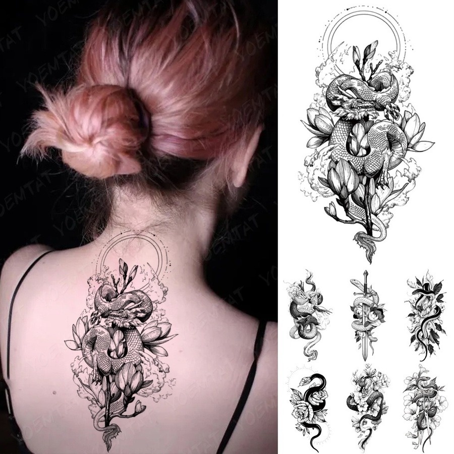 Hình Xăm Dán Tạm Thời Hình Rắn/ Rồng/ Hổ/ Hoa Hồng Chống Thấm Nước Cho Nam  Và Nữ | Shopee Việt Nam