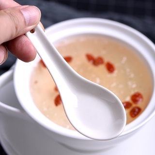Combo 10 Muỗng ăn cơm, súp , cháo , yến độ dài 12.7cm chất liệu gốm sứ cao cấp