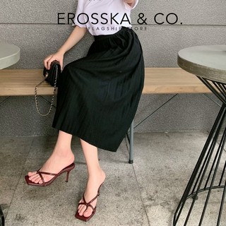 Erosska - Dép cao gót nữ mũi vuông xỏ ngón phối dây mảnh màu nâu đậm cao 7cm - EM060