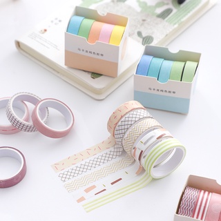Bộ 5 Cuộn Băng Keo Washi Nhiều Màu Sắc Dùng Trang Trí Sổ Tay Đẹp Mắt