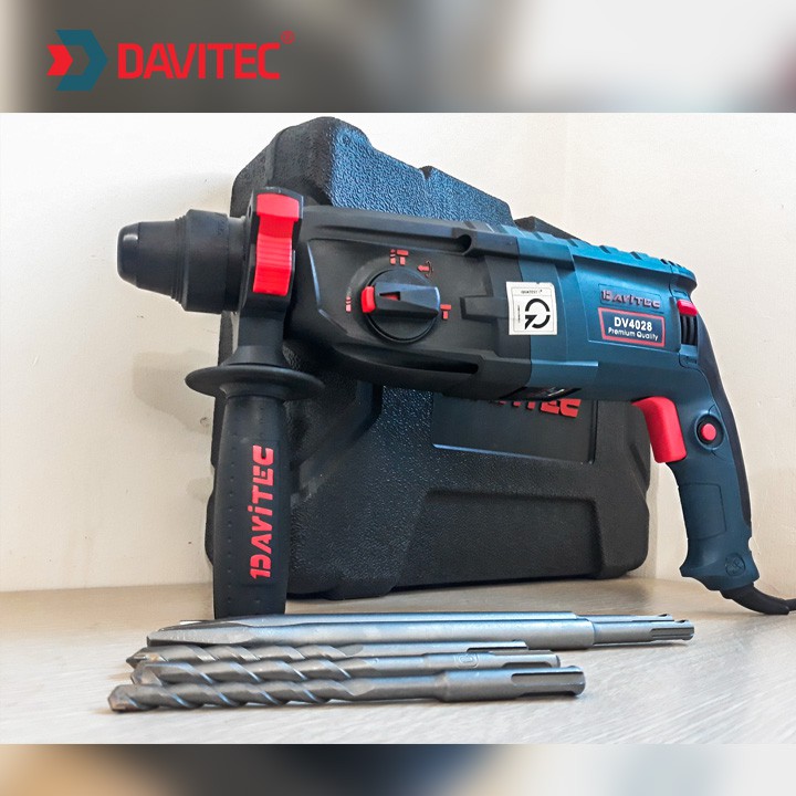 Máy khoan đục bê tông 3 chức năng DV4028 công suất 800W linh kiện phổ thông, tặng kèm bộ mũi khoan đục và hộp đựng