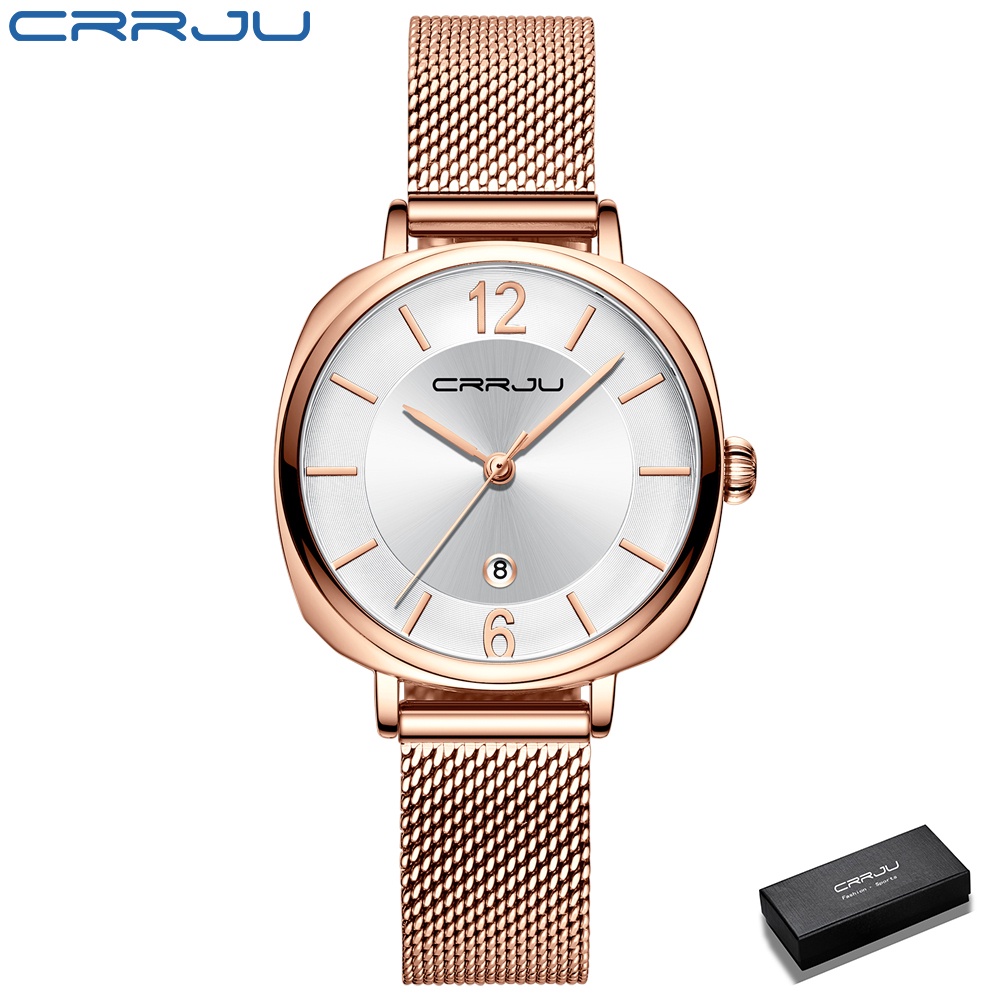 Đồng hồ đeo tay thạch anh CRRJU 2169 chống thấm nước thời trang sang trọng cho nữ