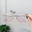 Kính cận nữ thời trang phong cách Hàn Quốc chống ánh sáng xanh gọng kim loại mảnh đa giác HANASO 023