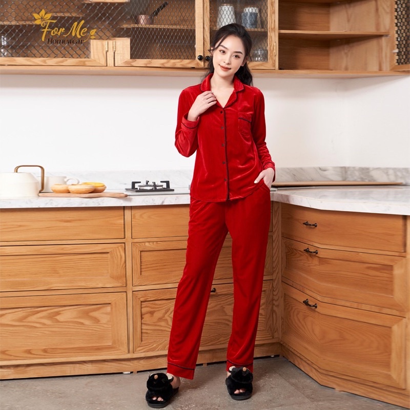 Bộ đồ mặc nhà Pijama chất Nhung Tăm dày dặn ,mềm mịn ấm áp bền màu hãng ForMe