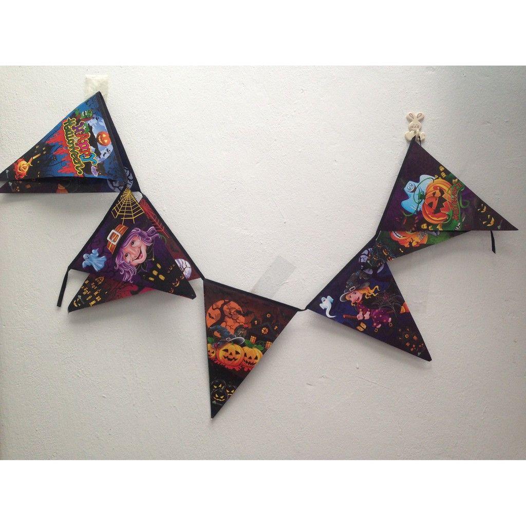 Dây treo trang trí lễ hội Halloween dây cờ tam giác dài 3m