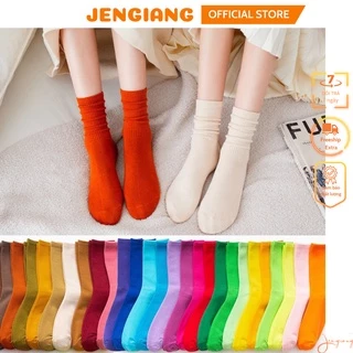 Tất cao cổ nữ Jengiang Vớ nữ cổ cao nhiều màu sắc cotton dày dặn hottrend phong cách ulzzang street wear Hàn Quốc