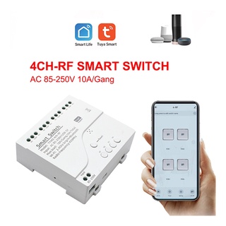 Tuya Smart Wifi Motor Switch ule RF 433 Radio Remote Control 4CH Inching Relay for Alexa Google Home, 4CH