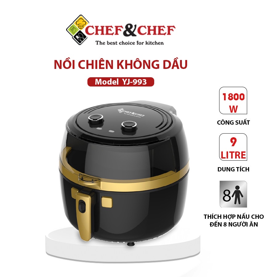Ảnh Nồi Chiên Không Dầu CHEF&CHEF 9L (YJ-993) – Mặt Kính Sang Trọng, Tay Đảo Tiện Lợi 1