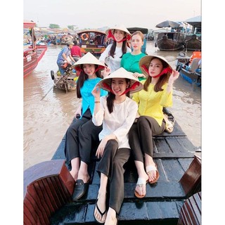 set bà ba gấm quần trắng, đồ bộ bà ba, thời trang nữ truyền thống lễ chùa