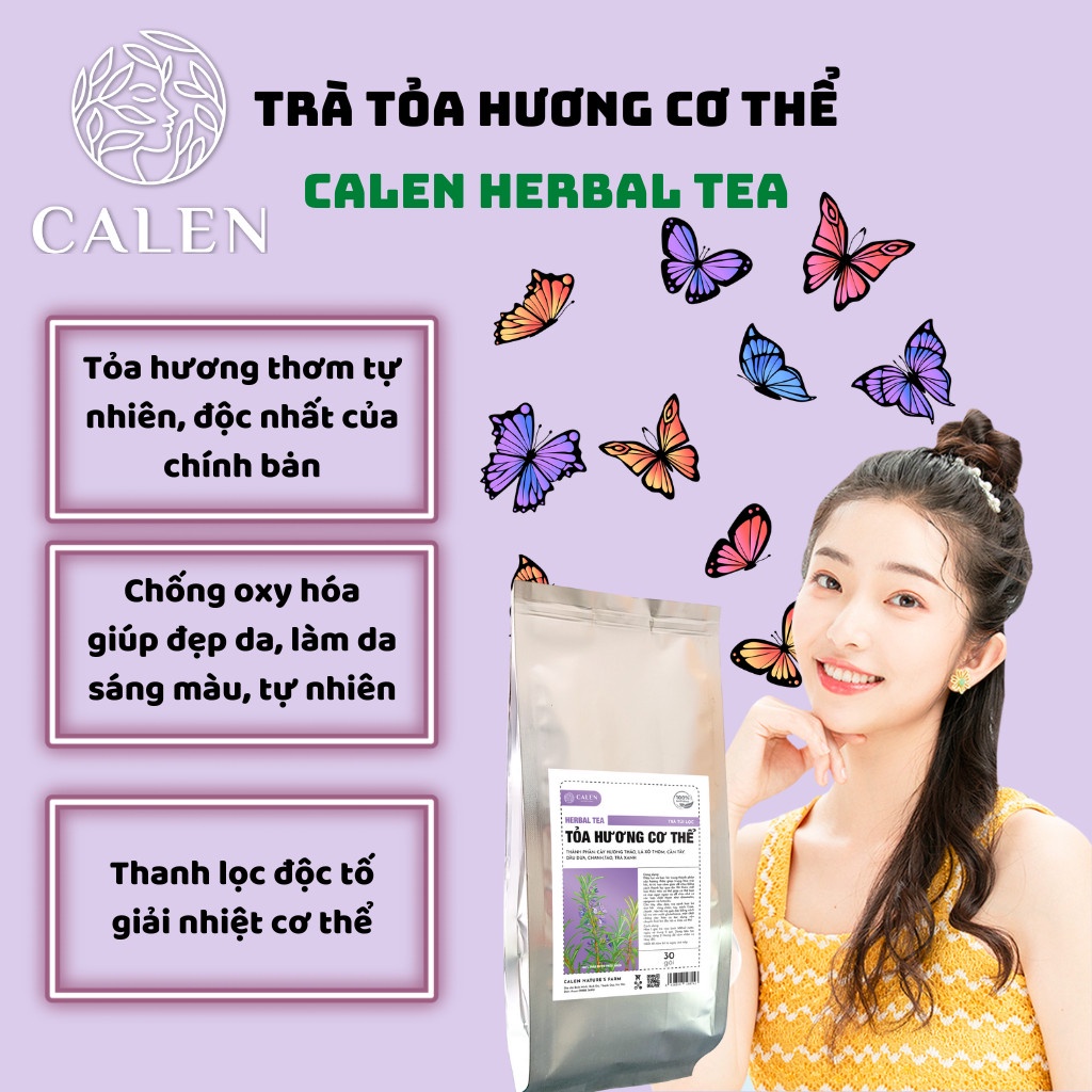 Trà detox mùi hôi cơ thể Calen Nature Farm, thải độc tố, đốt tuyến nhầy hôi nách, giảm tiết mồ hôi chân tay bịch 30 gói