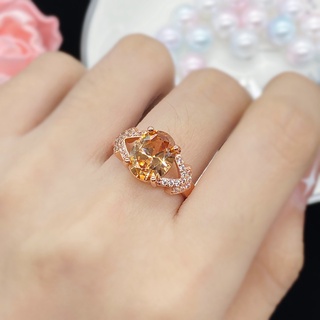 Nhẫn cưới sang trọng moissanite ba màu champagne, thời trang dành cho bé gái