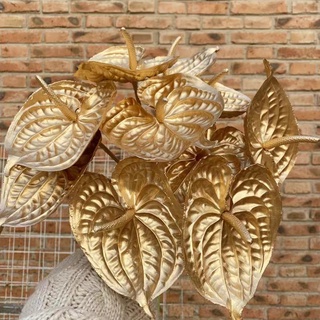 Cành Lá Giả, Cắm Điểm Phủ Sơn Nhũ Vàng Cao Cấp, Decor, Trang Trí Nhà Cửa, Khách Sạn, Văn Phòng