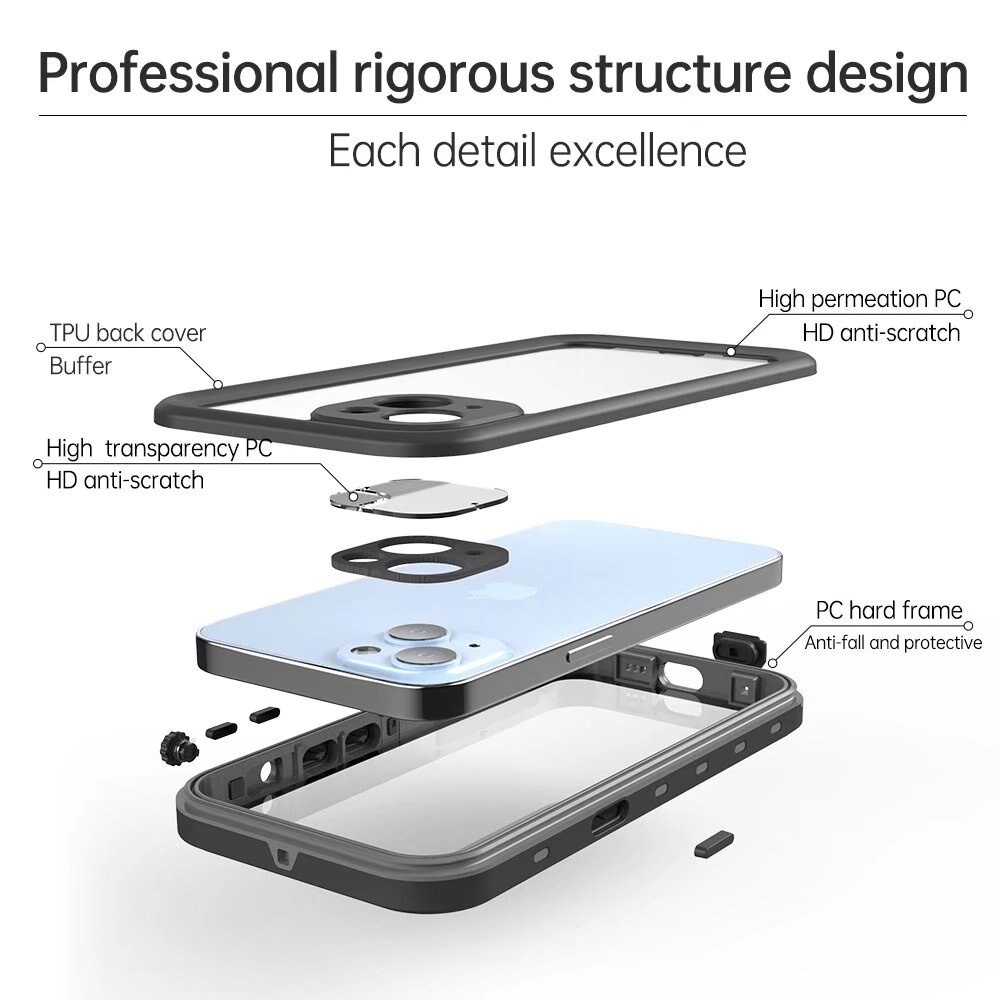 Ốp Lưng Chống Thấm Nước IP68 Tương Thích Cho iPhone 16 15 14 13 Pro MAX 12 Pro 11 XS MAX XR Ốp Điện Thoại 11 Pro 8 7 Plus SE 3 360 Full Chống Sốc Bơi Ngoài Trời Chống Bụi