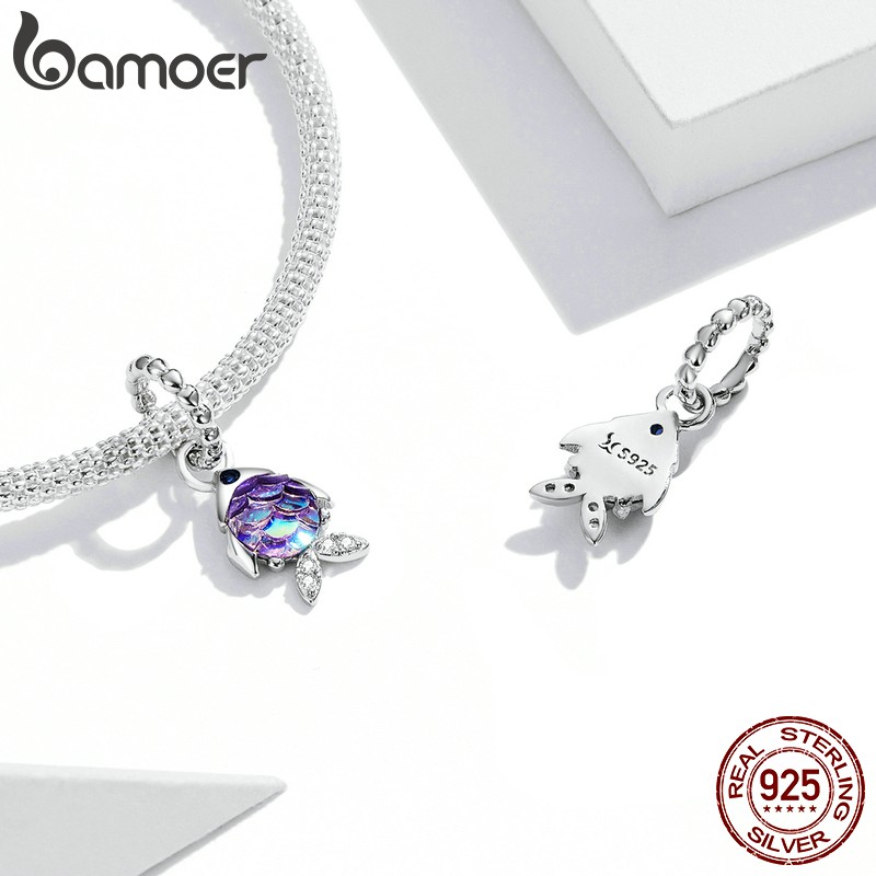 Hạt làm trang sức BAMOER Scc2033 bạc 925 hình chú cá với lỗ gắn 4.5mm