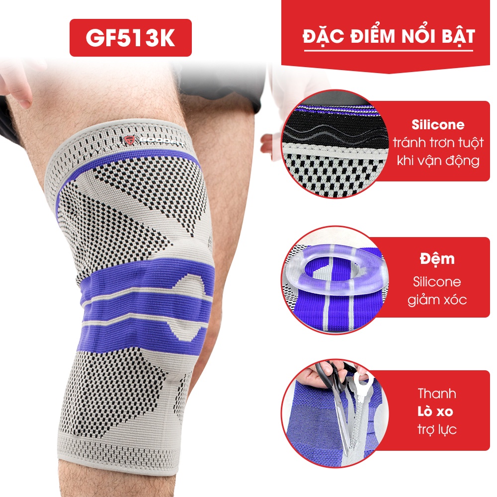 Bó gối thể thao dạng xỏ, đai bảo vệ gối GoodFit chất liệu co giãn 4 chiều, thoáng khí