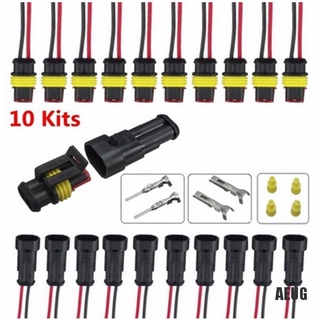 Bộ 10 đầu nối dây điện 2 pin chống nước cho xe ô tô