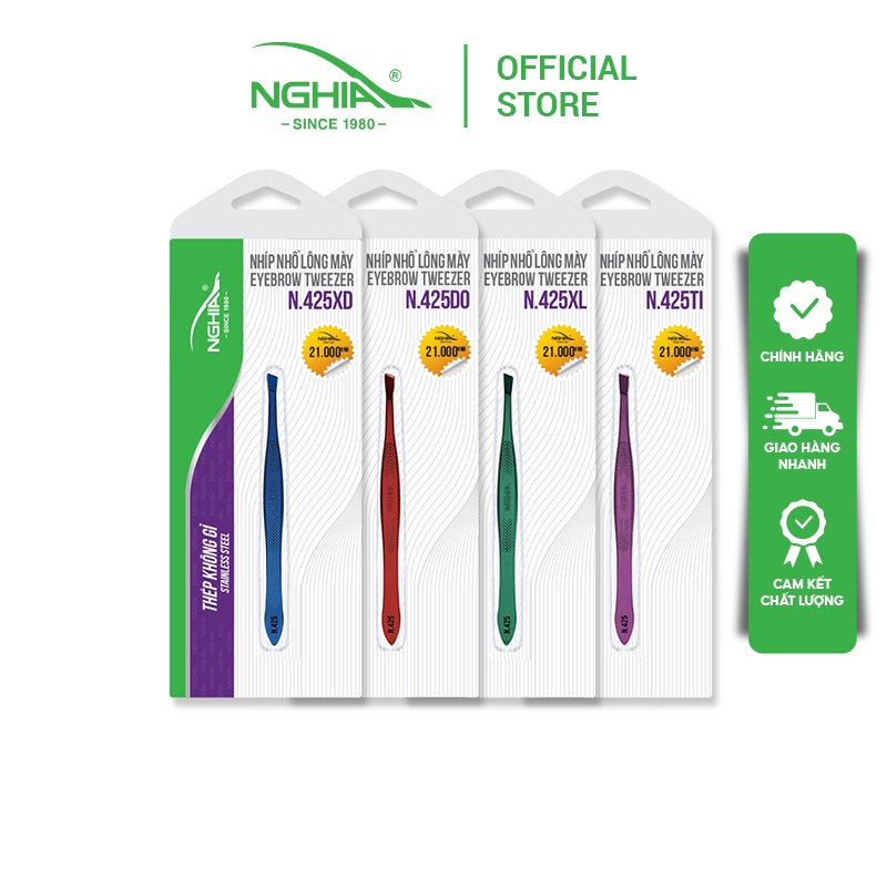 Ảnh Nhíp Nhổ Lông Mày, Lông Mũi, Lông Nách, Tóc Bạc Inox Kềm Nghĩa N.425 - Đầu Xéo - 4 Màu 3