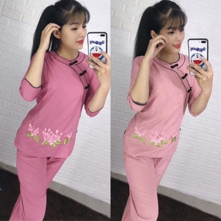 Đồ Lam Đi Chùa # Hai Viền Nhỏ # Đồ Bộ Nữ # Quần Áo