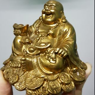 Tượng Phật Di Lặc cỡ nhỏ Bằng Đồng Vàng Để Ô tô vật phẩm phong thuỷ bình an  lộc