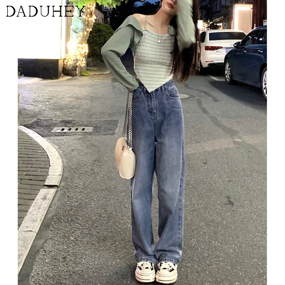 Ảnh Daduhey Quần jean ống rộng lưng cao thời trang cho nữ với 6 màu tùy chọn 4