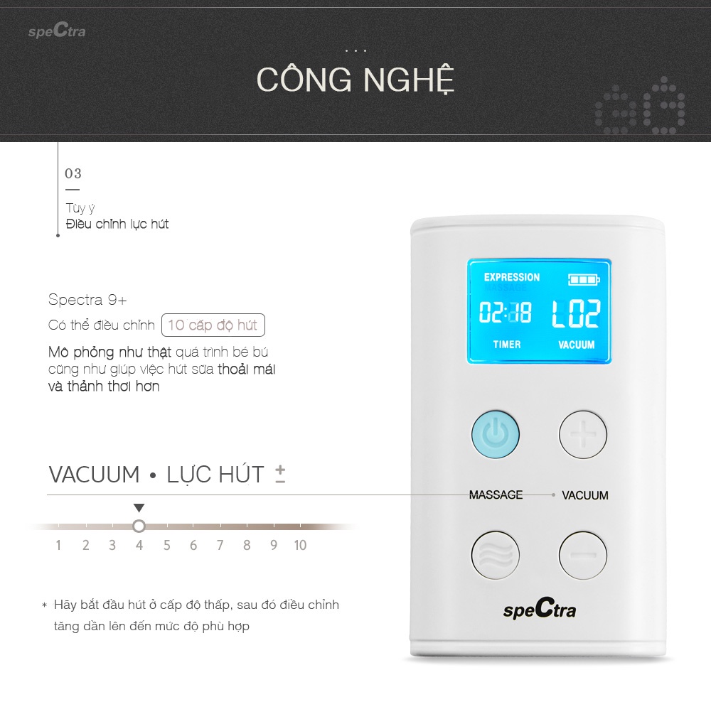 Mô tả Máy hút sữa Spectra 9 Plus nhỏ gọn, tích điện, bảo hành 12 tháng - 5