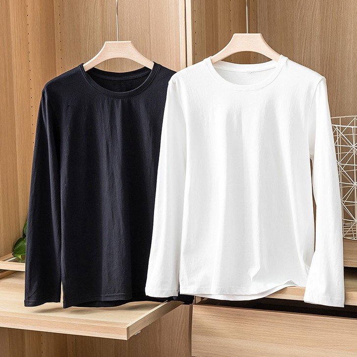 Áo Thun Dài Tay Nam Nữ Unisex, Áo Phông Tay Dài Form Rộng Trơn Đen Trắng  Qthouse | Shopee Việt Nam