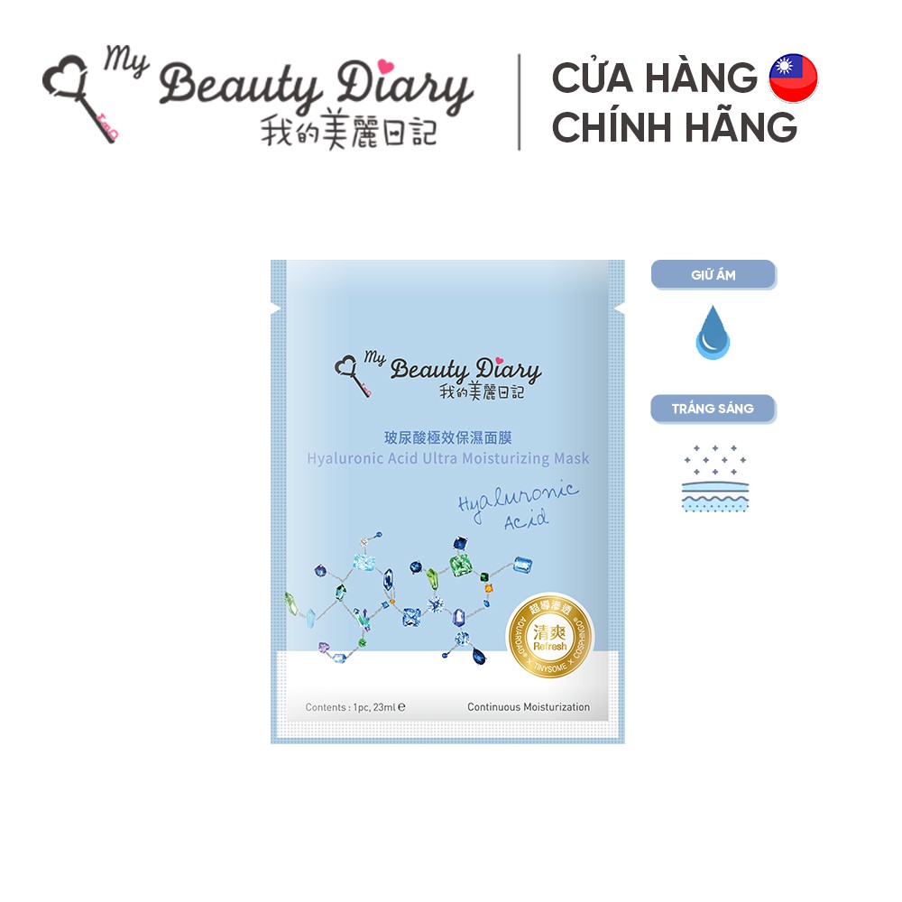 Mặt nạ Cấp nước và dưỡng ẩm My Beauty Diary Taiwan Hyaluronic Acid Moisturizing Mask 23ml/Miếng
