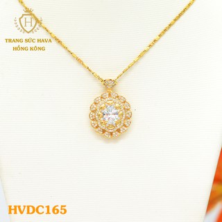 Dây Chuyền, Vòng Cổ Nữ Mặt Đính Đá Màu Trắng Xi Mạ Vàng Non Cao Cấp - Trang Sức Hava Hong Kong