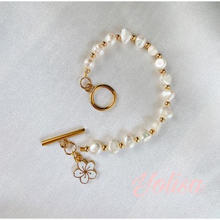Vòng tay nữ handmade n gọc nhân tạo charm hoa