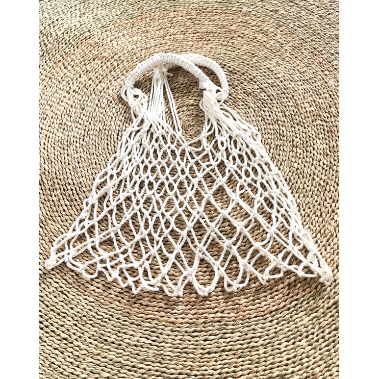 Túi lưới trắng đan móc handmade phù hợp đi biển LA BOUTIQUE túi crochet mùa hè