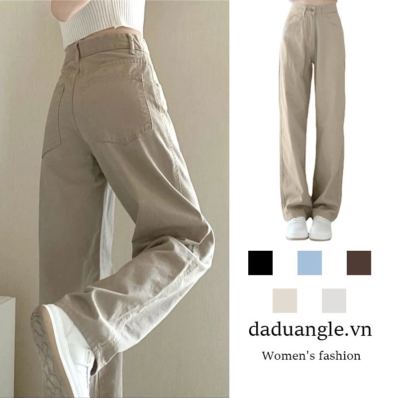 Ảnh Quần jean DADUHEY ống rộng lưng cao 6 màu sắc tùy chọn thời trang đường phố sành điệu dành cho nữ 1